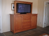 Reclaimed fir TV lift cabinet (open)