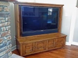 Alder fireplace A/V cabinetry