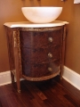 Walnut burl and painted vanity