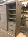 Walnut sliding door media cabinetry