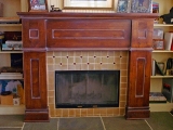 Distressed alder fireplace mantel