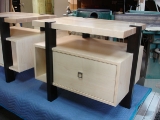 Two-tone maple and oak nightstands
