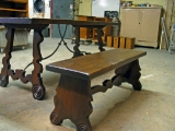 Distressed alder bench and tabletop