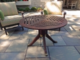 Teak & brass outdoor coffee table